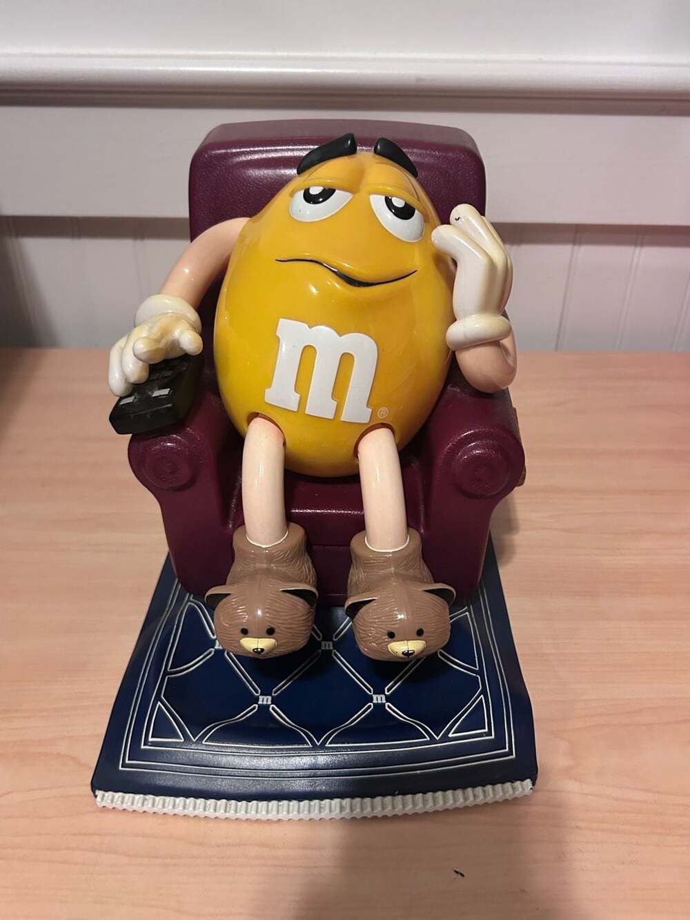 Vintage M&M's Yellow Character Candy Dispenser in Recliner Chair